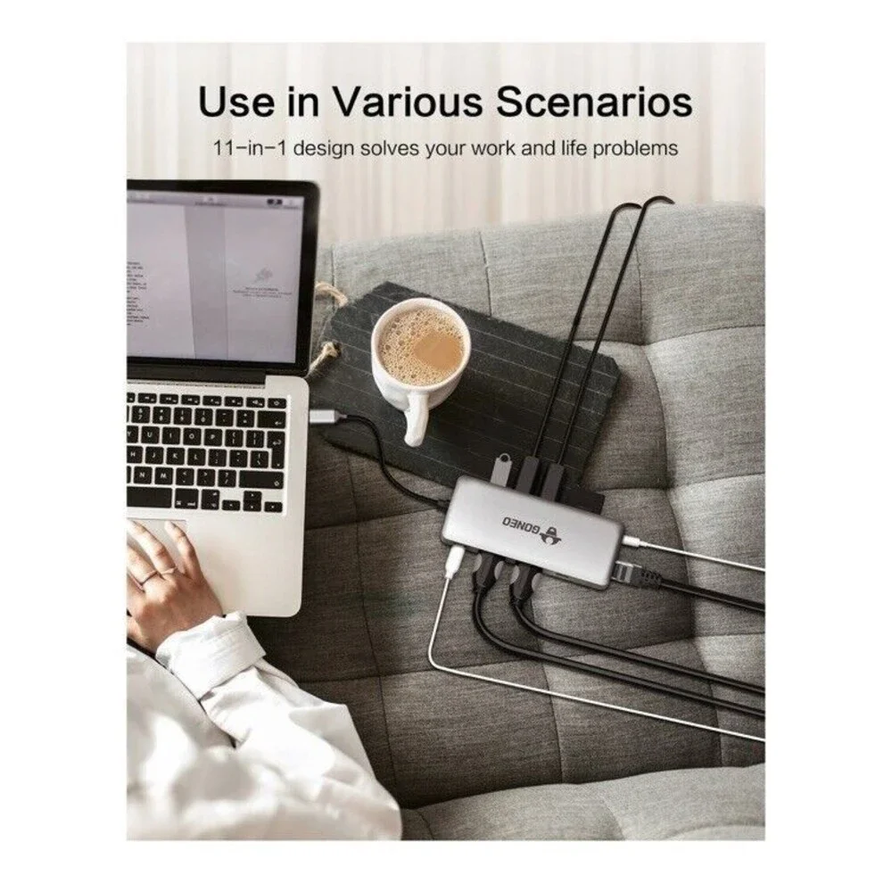 11-in-1 Type C Dock Hub USB C Laptop Docking Station Adapter For MacBook DELL HP